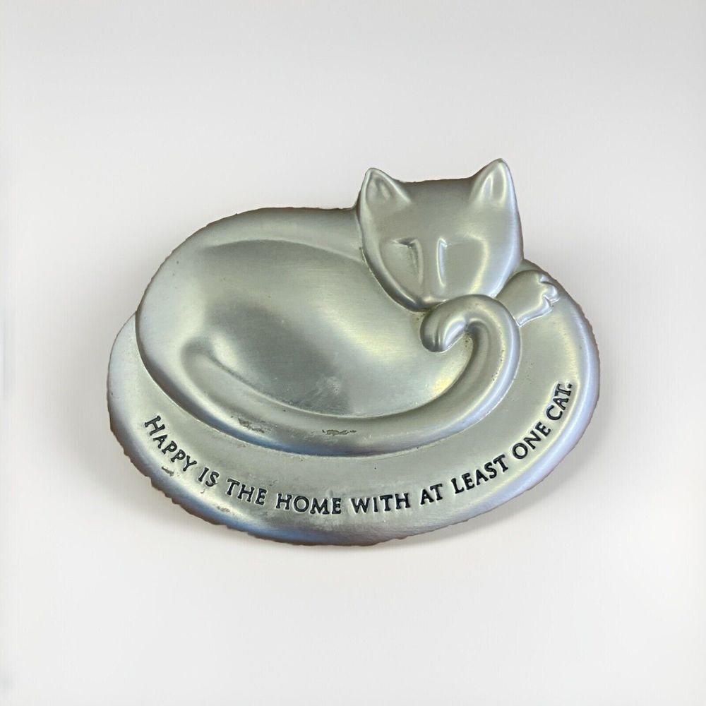SACCHI Cat Paperweight Figurine Metal Happy Is The Home With At Least One Cat‎
